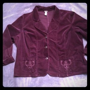 Plum Corduroy Jacket with embroidery